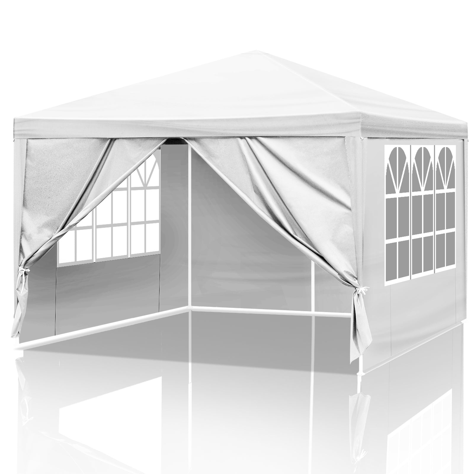 3 x 3m Four Sides Portable Home Use Waterproof Tent with Spiral Tubes White