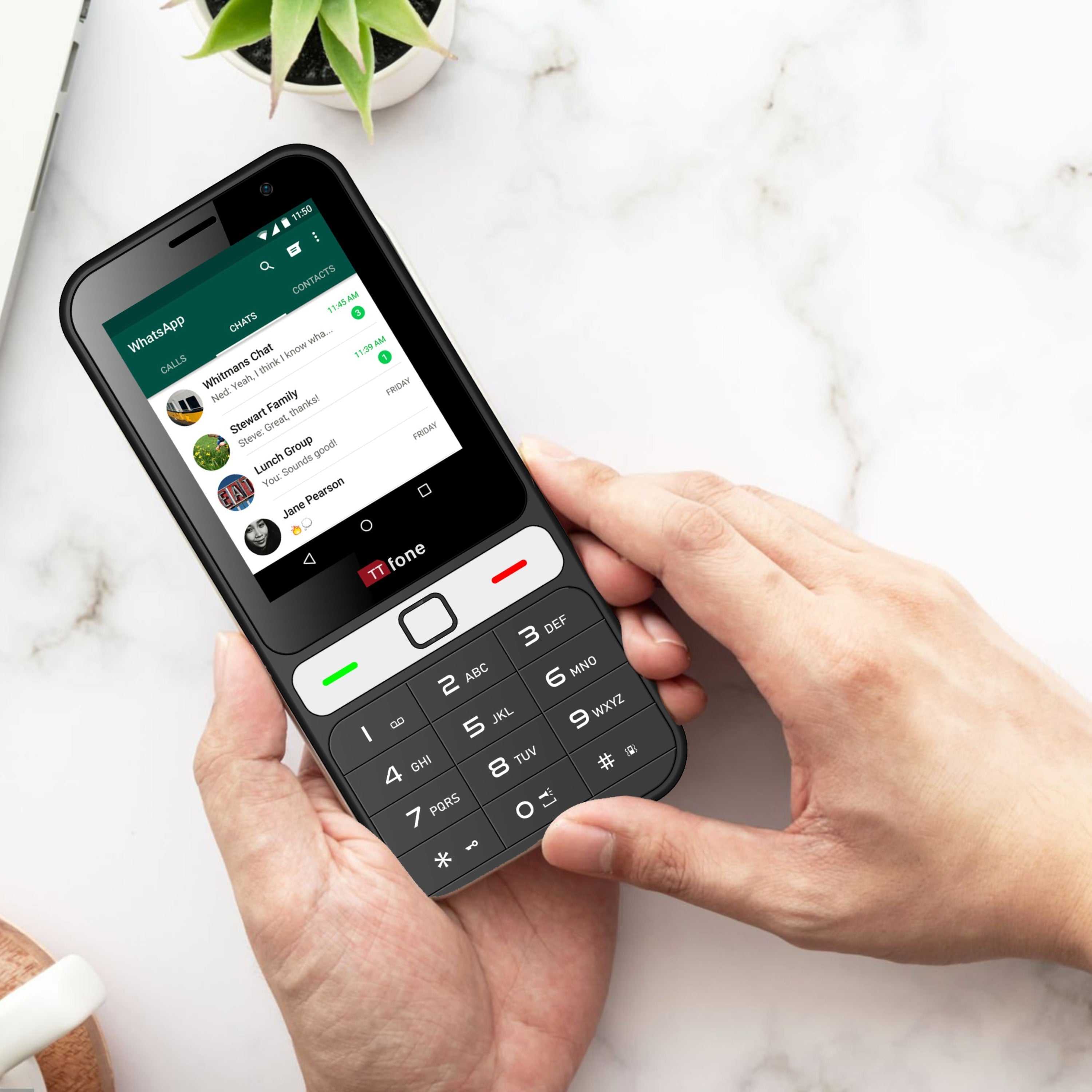 TTfone TT280  Simple 4G Dual SIM Bar Phone with Android, 2.8" Touchscreen, Keypad, 2MP Camera, USB-C - Easy to Use Unlocked Mobile (with Dock Charger and EE Sim card)