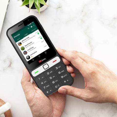 TTfone TT280  Simple 4G Dual SIM Bar Phone with Android, 2.8" Touchscreen, Keypad, 2MP Camera, USB-C - Easy to Use Unlocked Mobile (with Dock Charger and Three Sim Card)