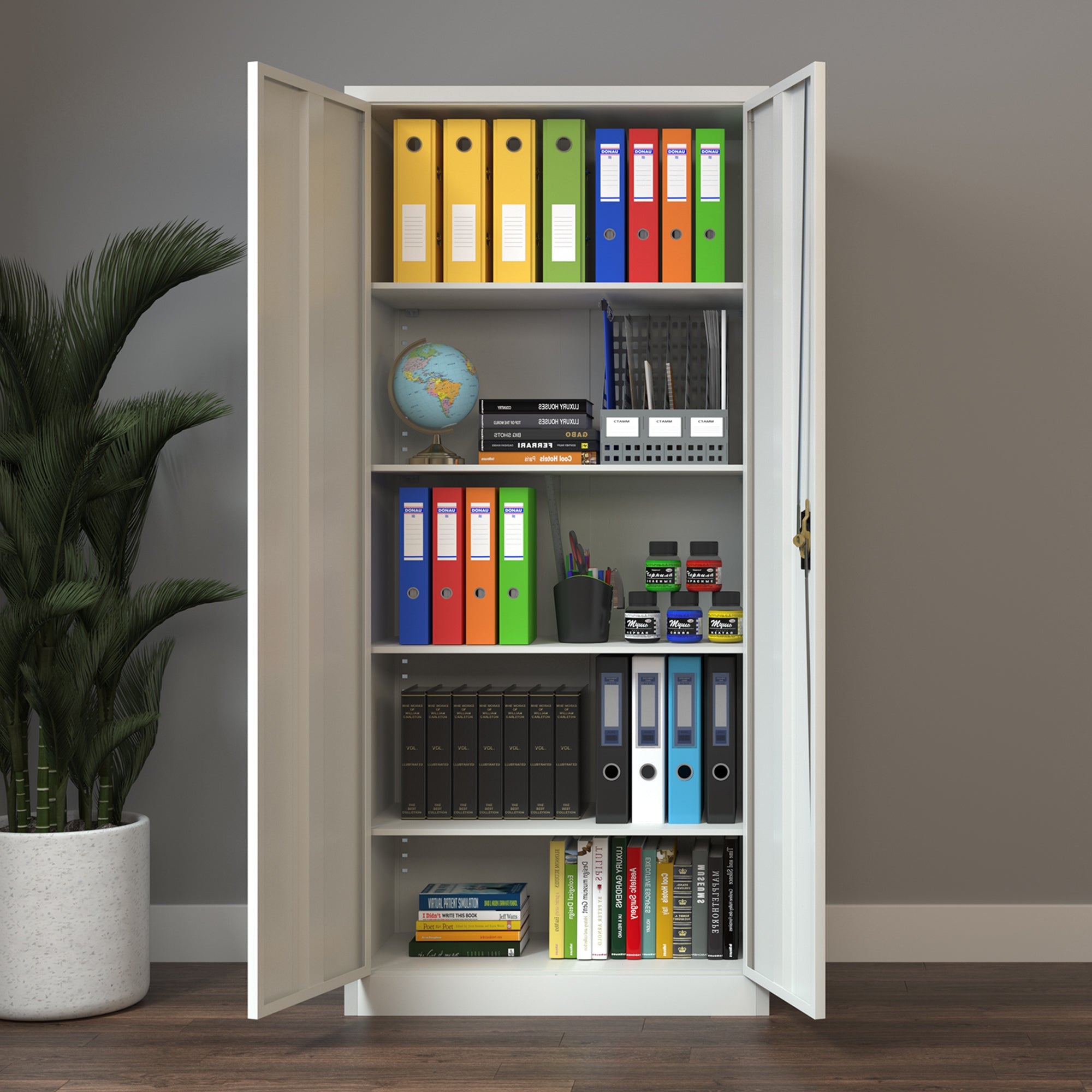 Filing Cabinet Storage Office 2 Doors Adjustable Shelf Metal Vinsetto