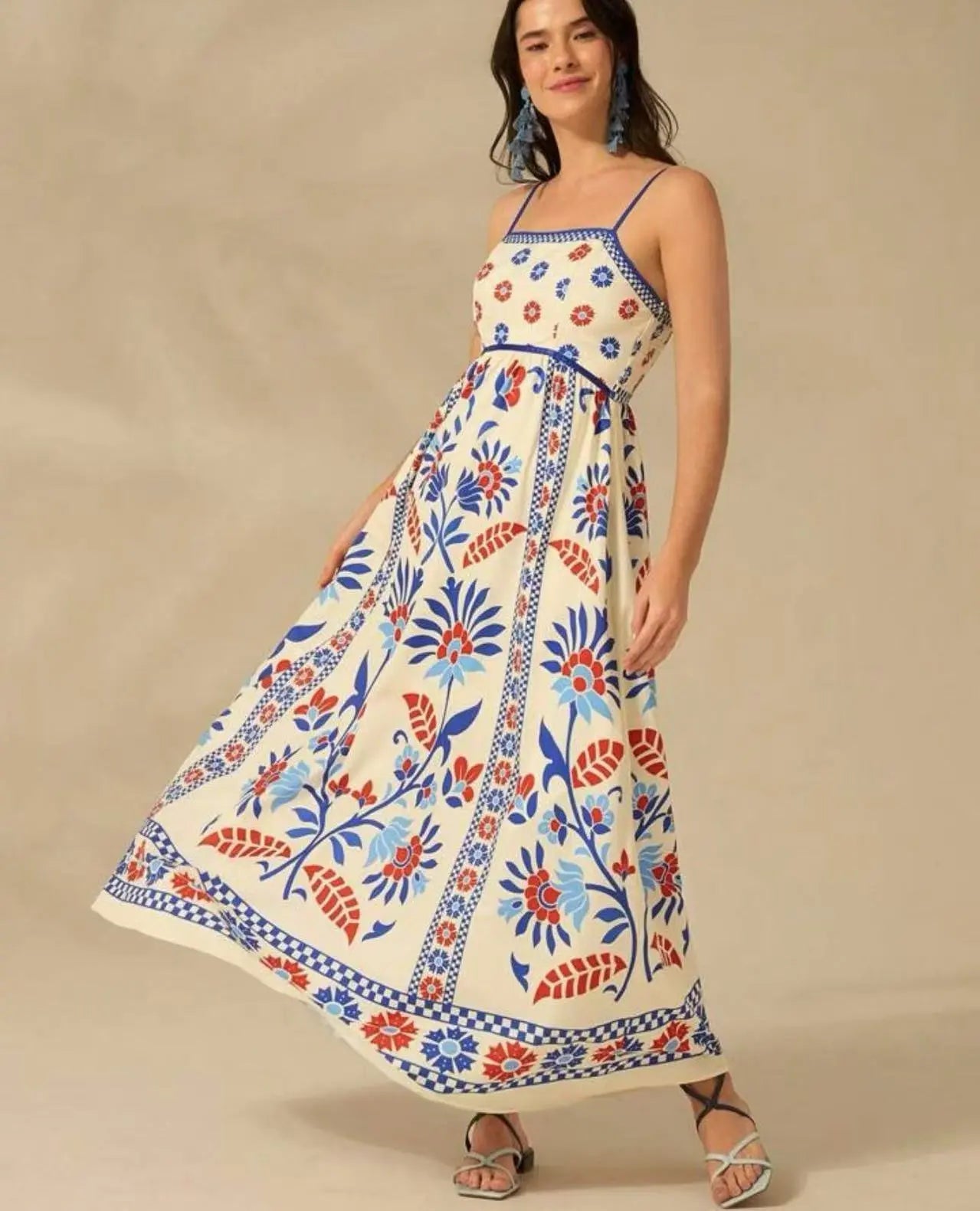 Printing Slip Dress Vacation Style Women's Clothing