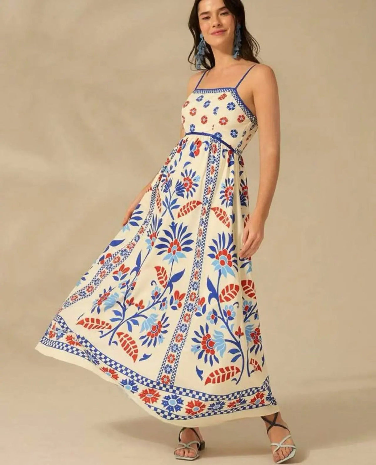 Printing Slip Dress Vacation Style Women's Clothing
