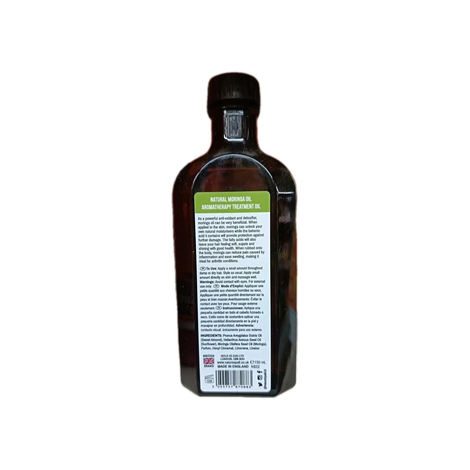 Nature Spell Moringa Oil 150ml - Hair & Skin Nourishment, Anti-Frizz, Hydrating