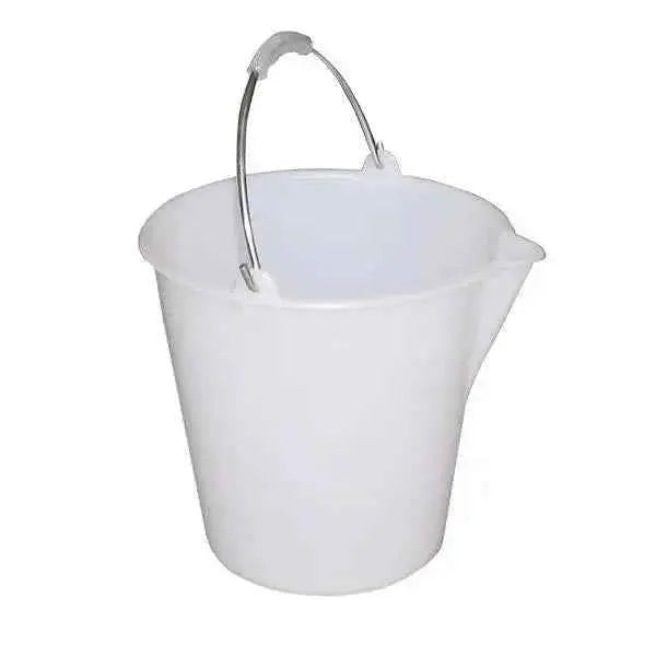 12L Plastic Bucket, White, Food Grade