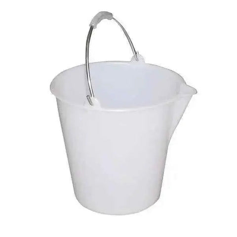 12L Plastic Bucket, White, Food Grade