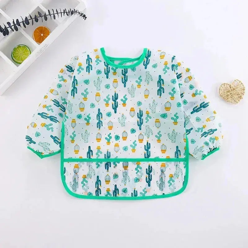 Baby Bibs New Cute Children Baby Stuff Toddler Waterproof Long Sleeve Art Smock Feeding Bib Apron for Kids 1-4 Years