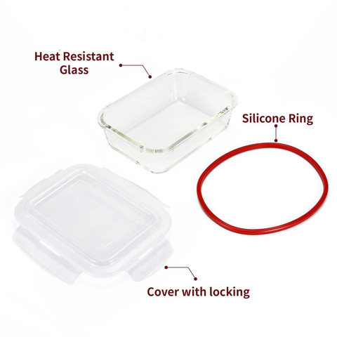 Vinsani Glass Food Storage 10-Pack Containers Rectangle Food Meal Prep Lunch Boxes with Lids Airtight Heat Resistant Leakproof Lid BPA-Free Dishwasher Microwave Oven Freezer Safe