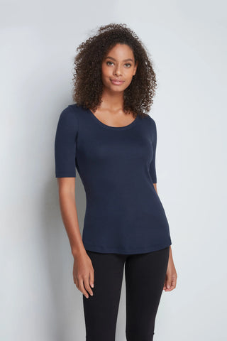 Half Sleeve Scoop Neck Cotton Modal Blend T-Shirt