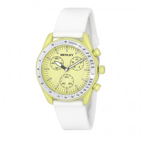 Henley Ladies Pastel Coloured Silicone Sports Watch White/Yellow H06179.9