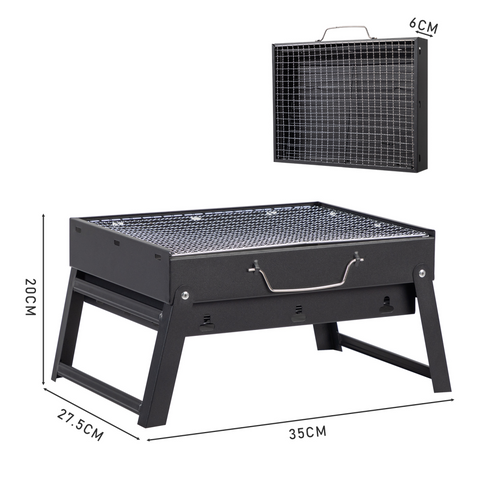 Portable BBQ Grill with Folding Feet, Compact and Lightweight Charcoal Grill for Outdoor Camping, Backyard, Picnic, Beach Party, and Family Outings