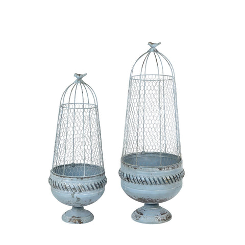 83/70CM CREAM METAL SET 2 PLANT STANDS