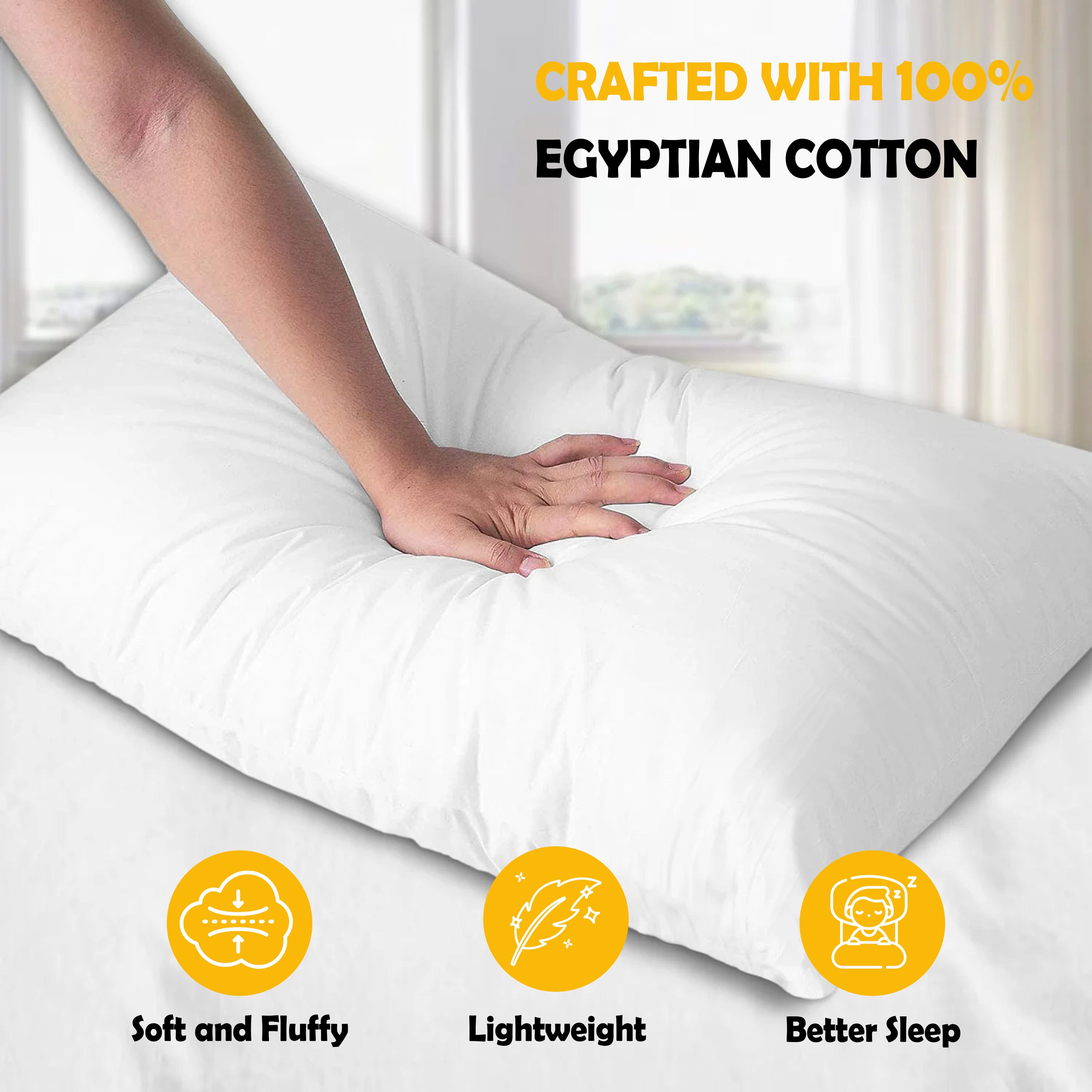 OLIVIA ROCCO 2 Pack Egyptian Cotton Blend Pillows Hotel Quality Soft Medium Support for Restful Sleep Hypoallergenic Durable Bounce Back
