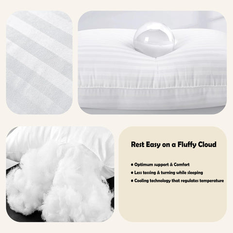 OLIVIA ROCCO 2 Pack Luxury Hotel Pillows Hypoallergenic Hollowfibre Soft Medium Support Breathable For Comfortable Sleep Standard Size
