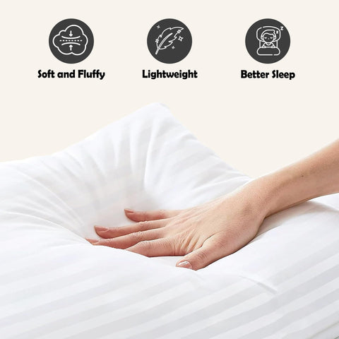 OLIVIA ROCCO 2 Pack Luxury Hotel Pillows Hypoallergenic Hollowfibre Soft Medium Support Breathable For Comfortable Sleep Standard Size