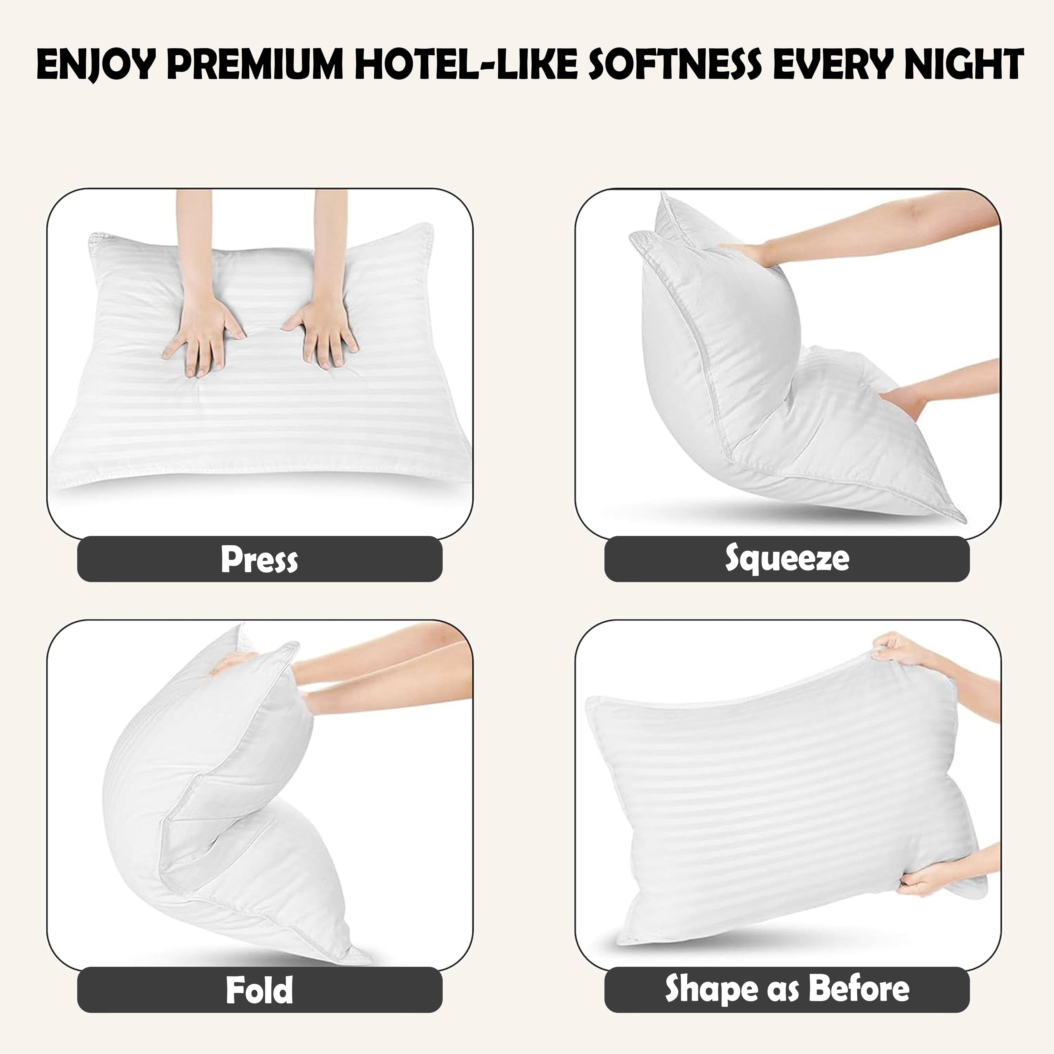 OLIVIA ROCCO 2 Pack Luxury Hotel Pillows Hypoallergenic Hollowfibre Soft Medium Support Breathable For Comfortable Sleep Standard Size