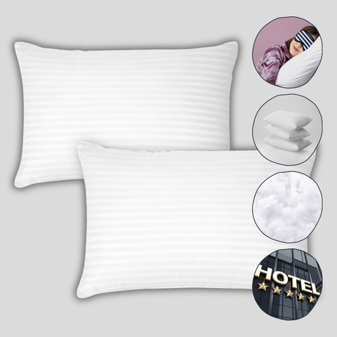 OLIVIA ROCCO 2 Pack Luxury Hotel Pillows Hypoallergenic Hollowfibre Soft Medium Support Breathable For Comfortable Sleep Standard Size