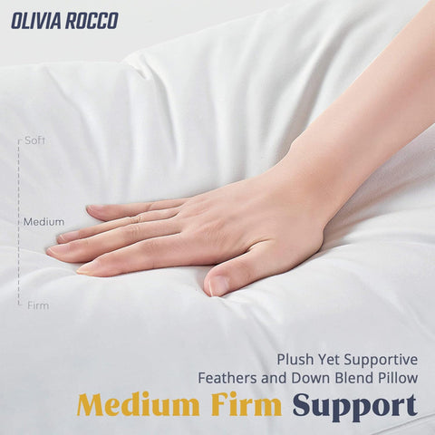 OLIVIA ROCCO 2 Pack Hypoallergenic Duck Feather And Down Pillows Hotel Quality Comfort And Superior Support Premium Filling For All Sleep Positions