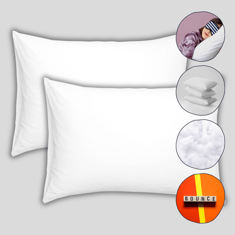 OLIVIA ROCCO 2 Pack Super Bounce Back Pillows Luxury Fibre Filling Soft To Medium Firmness Made In England Premium Quality Bedding