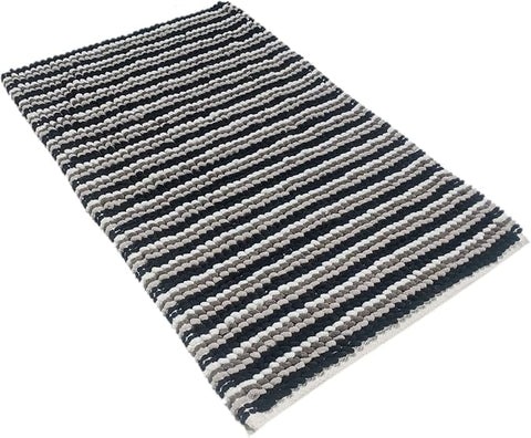 OLIVIA ROCCO Amalfi 2 Piece Bath Mat Set 100 Percent Cotton Jumbo Plush Absorbent Pedestal Bath Rug Modern Design For Bathroom Decor