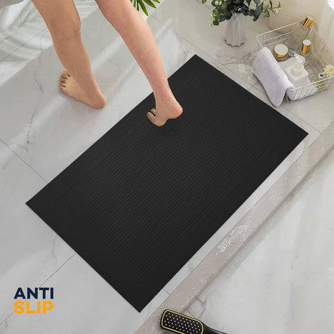 OLIVIA ROCCO Monaco 2 Piece Bath Mat And Pedestal Set Non Slip Water Absorbent 100 Percent Cotton Mats For Safety And Comfort