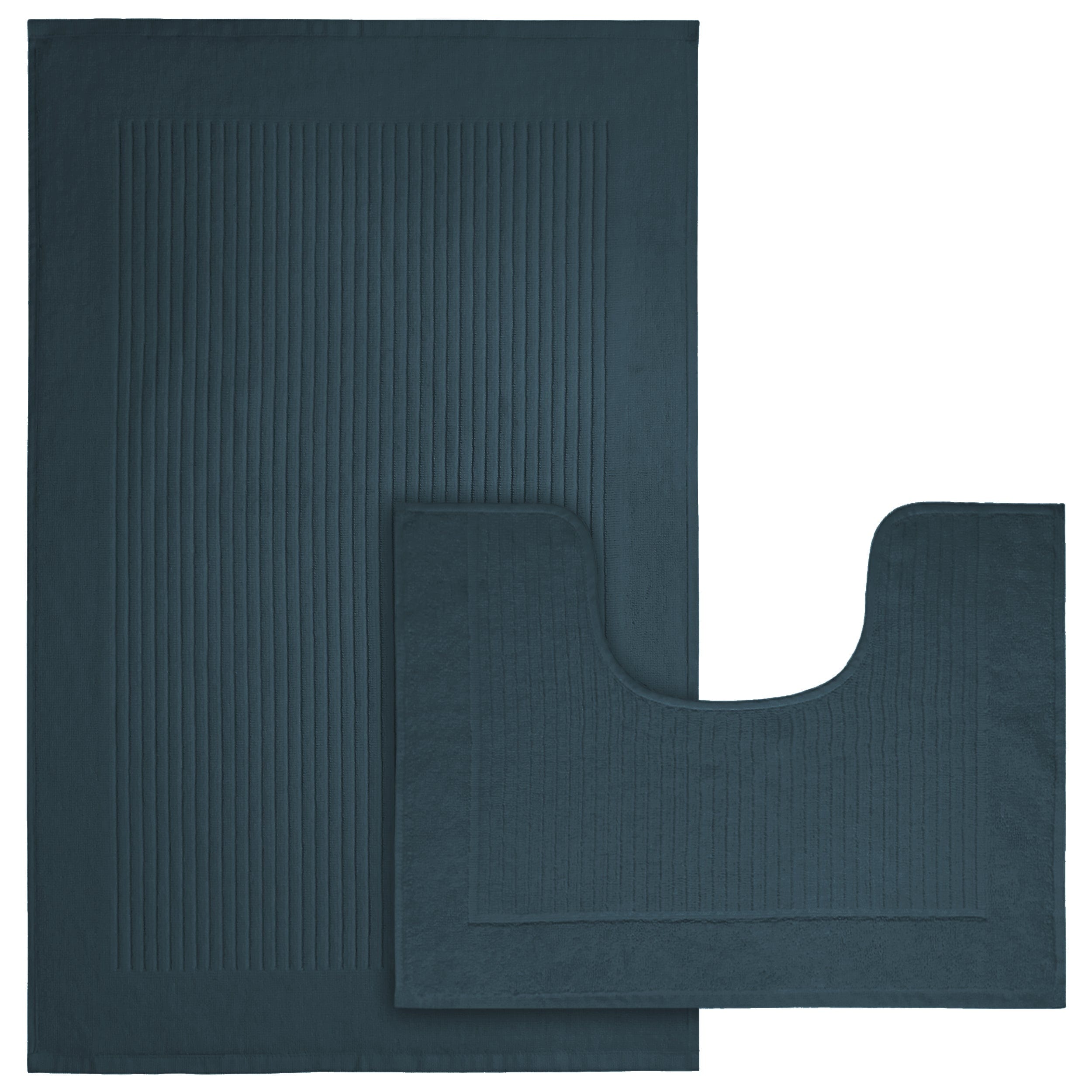 OLIVIA ROCCO Monaco 2 Piece Bath Mat And Pedestal Set Non Slip Water Absorbent 100 Percent Cotton Mats For Safety And Comfort