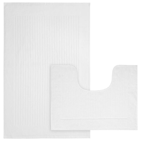OLIVIA ROCCO Monaco 2 Piece Bath Mat And Pedestal Set Non Slip Water Absorbent 100 Percent Cotton Mats For Safety And Comfort