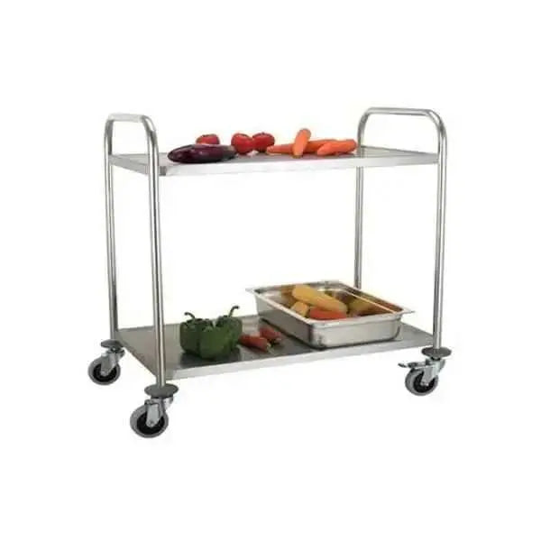 2 Tier Stainless Steel Trolley, Round Tube 1