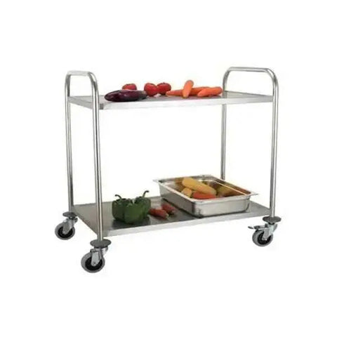 2 Tier Stainless Steel Trolley, Round Tube 1