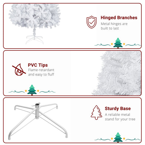 6FT Iron Leg White Christmas Tree with 400 Branches