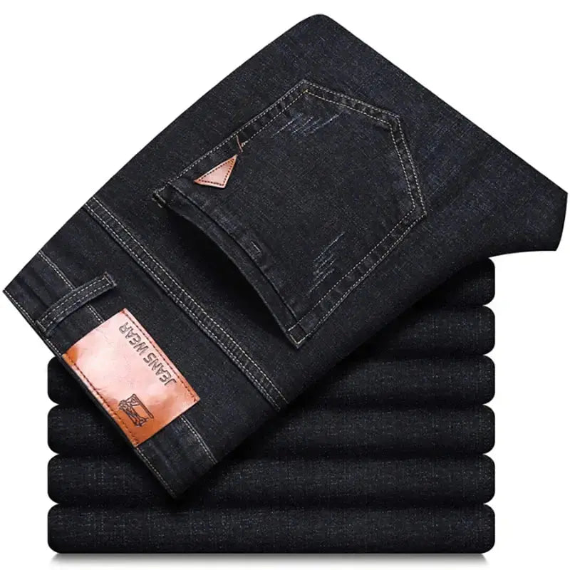 Men's Fashion Business Jeans – Classic Stretch Slim Denim (Black/Blue)