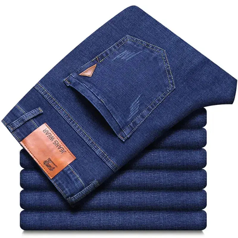 Men's Fashion Business Jeans – Classic Stretch Slim Denim (Black/Blue)