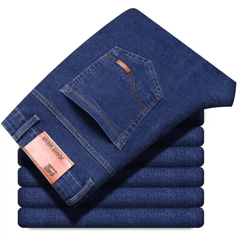 Men's Fashion Business Jeans – Classic Stretch Slim Denim (Black/Blue)