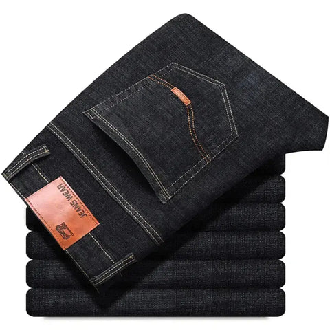 Men's Fashion Business Jeans – Classic Stretch Slim Denim (Black/Blue)