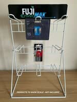 FUJI 2 X 9 Euro hook White Table Top counter stand. Wire Frame Retail Display For Small Products(9 Euro Hooks) POS Shop Display with header