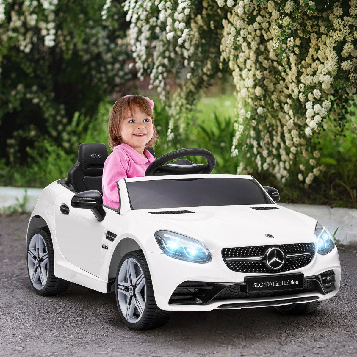 Benz 12V Kids Electric Ride On Car W/ Remote Control Music White
