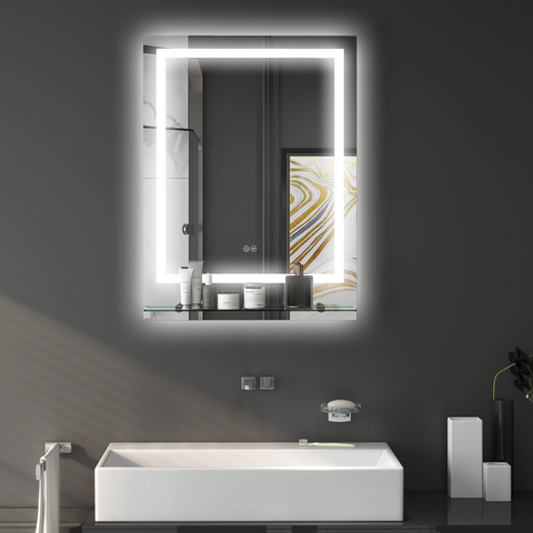 kleankin Dimmable Bathroom Mirror with LED Lights, 3 Colours, Defogging Film