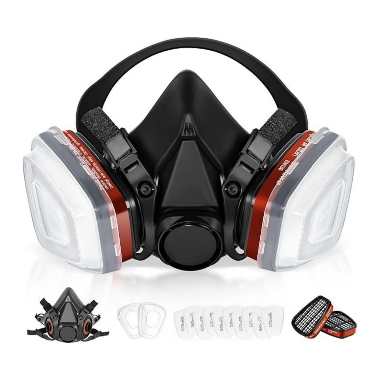Respiratory half mask, gas mask, dust mask, paint mask with replaceable filter