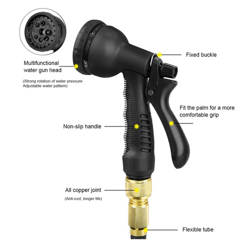 Heavy Duty 100FT Expandable Garden Hose Pipe Flexible With Water Spray Gun UK