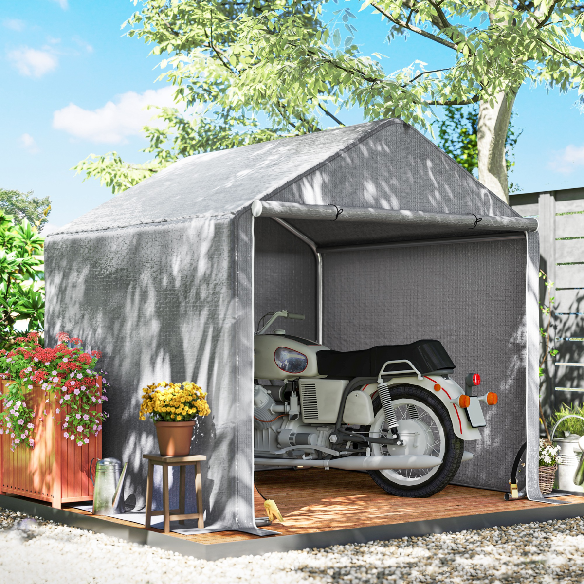 Outsunny 6.5' x 6.5' x 6.5' Temporary Garden Shed Storage Tent, Grey