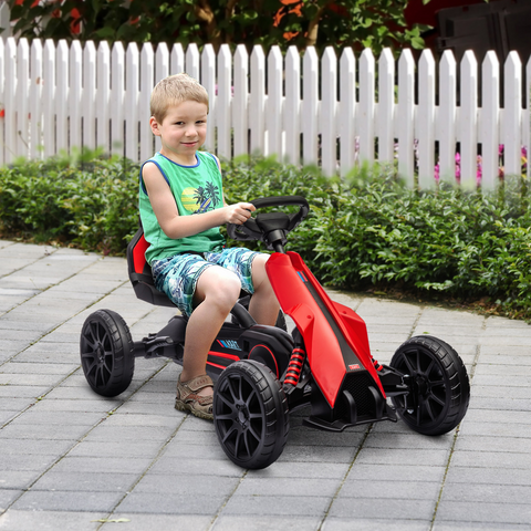 HOMCOM Children Pedal Go Kart with Adjustable Seat, Handbrake - Red