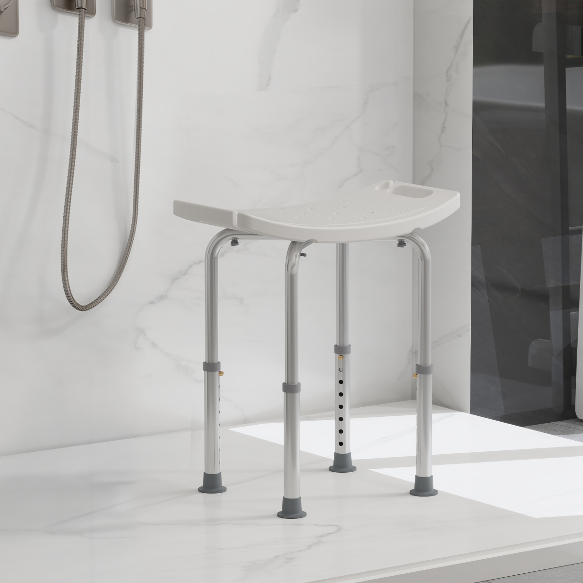 Mobility Shower and Bath Stool Bench with Non-Slip Aluminum Frame HOMCOM