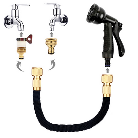Heavy Duty 25FT Expandable Garden Hose Pipe Flexible With Water Spray Gun UK