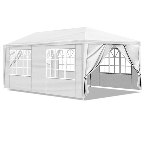 10'x20' Outdoor Party Tent with 6 Removable Sidewalls, Waterproof Canopy Patio Wedding Gazebo, White