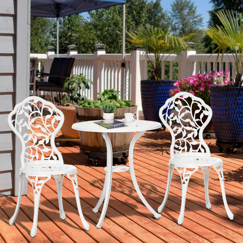 Outsunny Aluminium Bistro Set Garden Coffee Table Chair Outdoor Dining Set