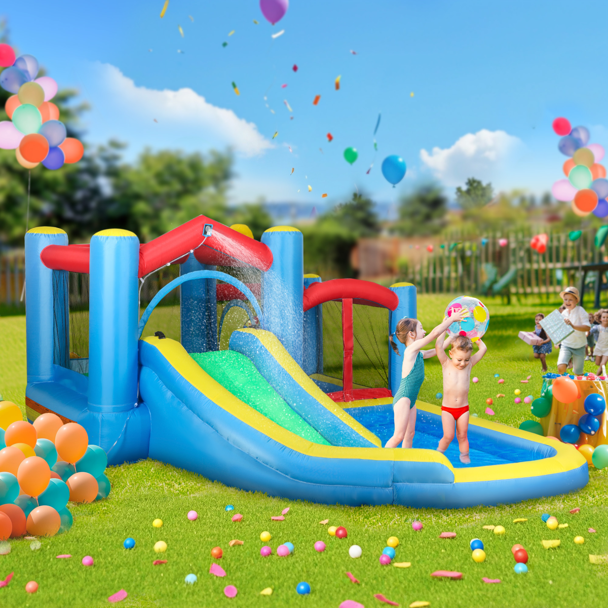 AIYAPLAY Inflatable Bouncy Castle with 550W Blower, 385 x 290 x 180 cm