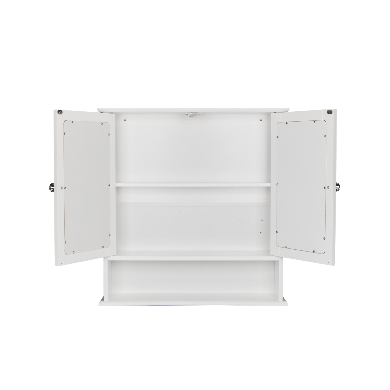 Double Door Mirror Indoor Bathroom Wall Mounted Cabinet Shelf White