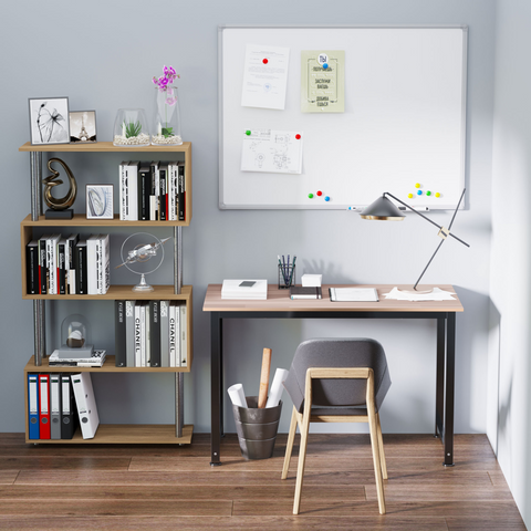 Computer Desk W/ Black Metal Frame MDF, 120W x 60D x 76Hcm-Oak Grain Tone