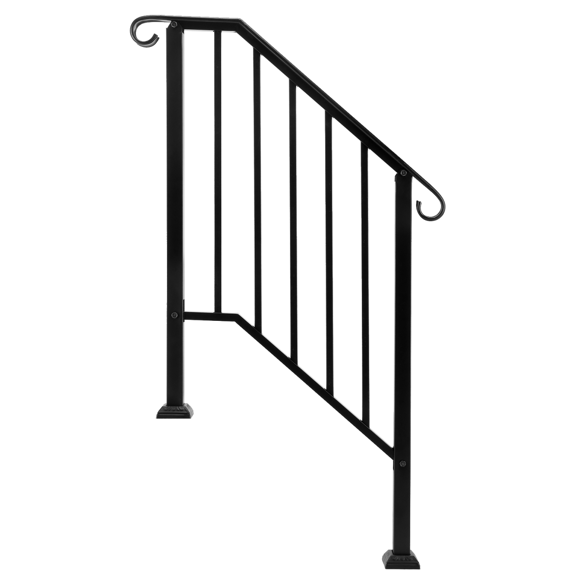 [Same Code：55022277  82359152]Artisasset Matte Black Outdoor 2-Step Iron Handrail