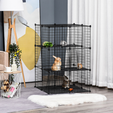 Pet Playpen DIY Small Animal Cage w/ Doors Ramps for Kitten Bunny Chinchilla