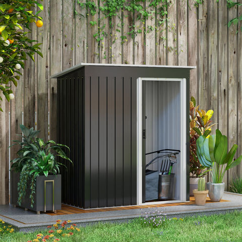 Outsunny 5 x 3ft Garden Storage Shed Sliding Door Sloped Roof Tool Black